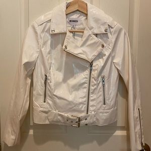 NWT BB Dakota White Vinyl Leather Moto Jacket